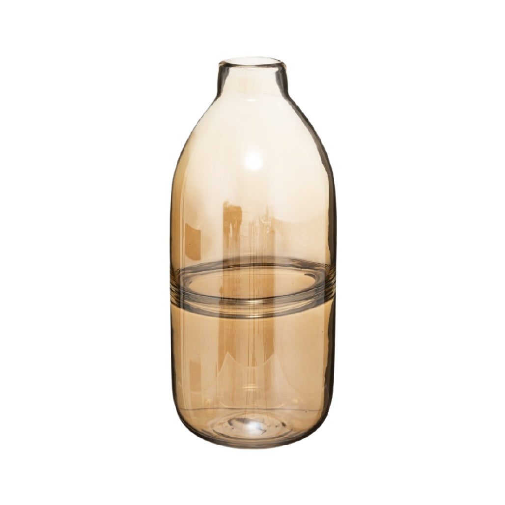 Elegant Amber Glass Vase with Round Base - Modern Home Decor