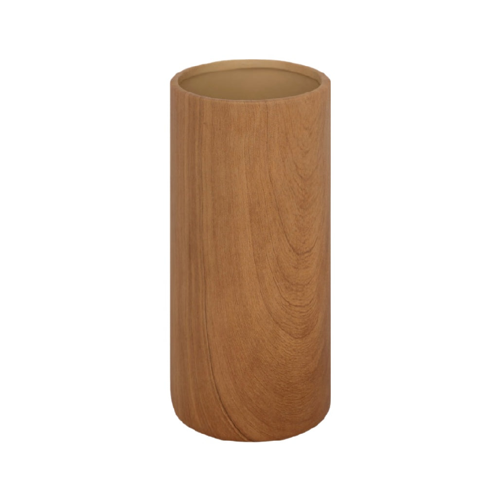 Elegant Wooden Cylinder Vase - Natural Finish, Modern Home Decor